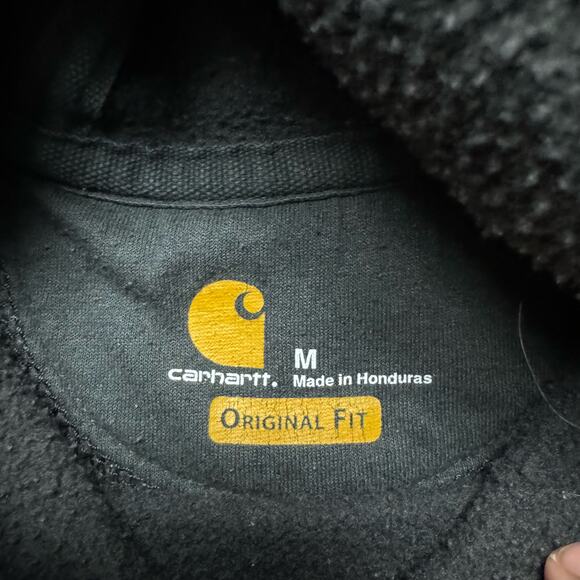 Carhartt Workwear Black White Graphic Hoodie Y2K Sweatshirt - Picture 3 of 6